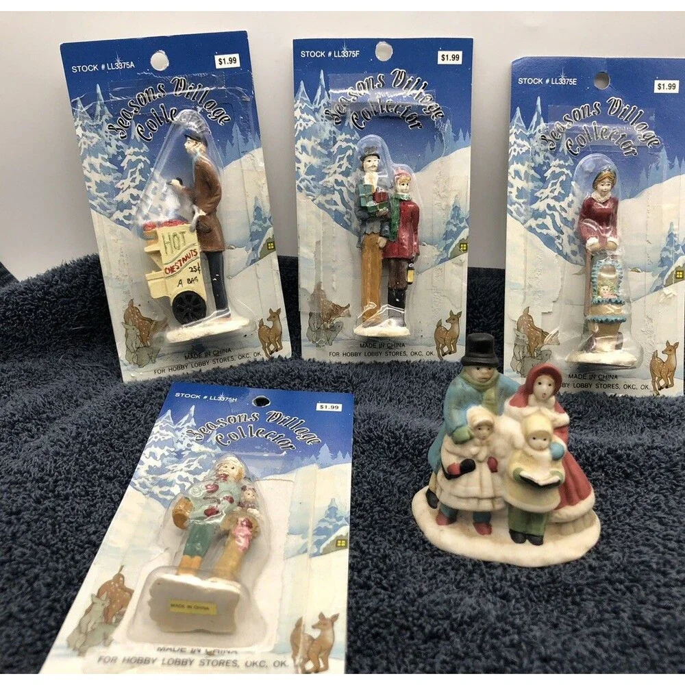 Vintage Christmas Seasons Village Collector, lot miniature people Hobby Lobby